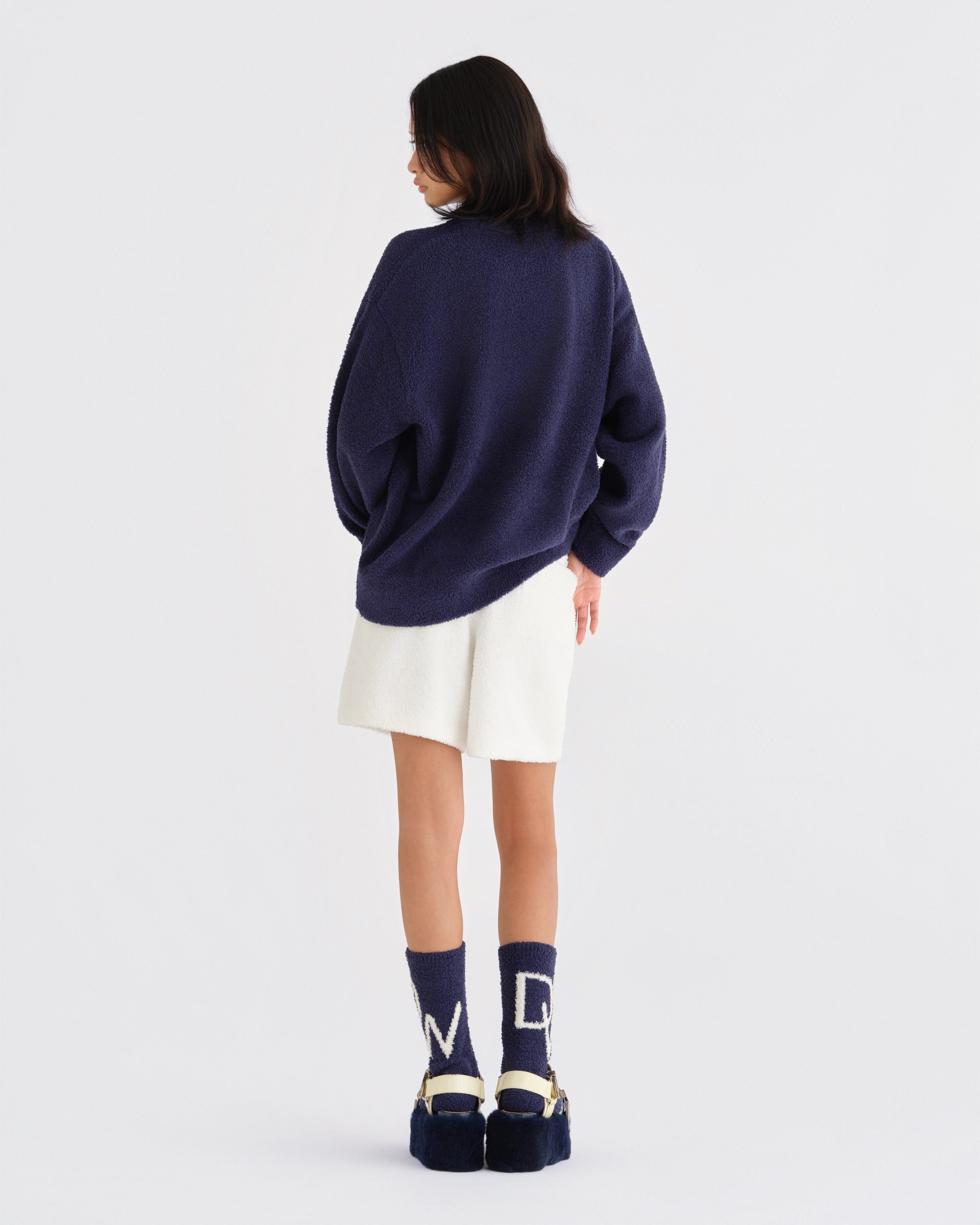 【極美品】LARDINI☆イタリア製☆ニット調☆ショートパンツ★48 紺 フロストハイムニットショーツTD × DB RW1 | DIDARA BOCCHI